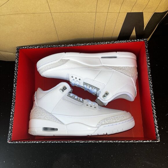 NEW Nike Air Jordan 3 Retro CT8532-111 White Silver Pure Money Men Size 11.5 main image 5
